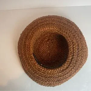 Helen Kaminski Hat Brown Raffia Handmade Madagascar Sun Brim With Gray Bow Helen Kaminski Hat Brown Raffia Handmade Madagascar Sun Brim  main image 2